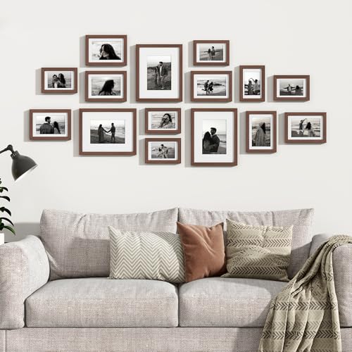 Venusmiles 15 Pack Picture Frames Collage Wall Decor Gallery Frame Set for Wall Mounting or Tabletop Display Multi Sizes Including 3pcs 8x10 6pcs 5x7 6pcs 4x6 Walnut - Image 3