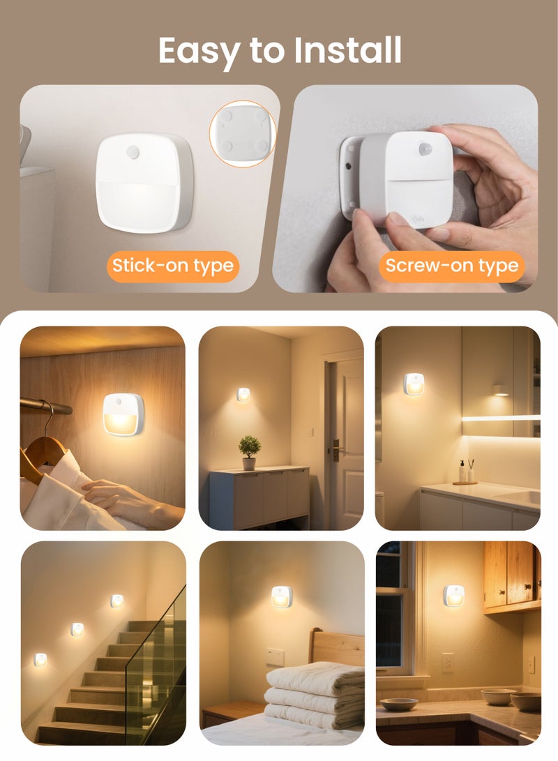 Xkimos Motion Sensor Dimmable Night Light 3-Pack LED Adjustable Brightness Wall Light for Indoor Use Kids Bedroom Bathroom Kitchen Hallway Stairway Everyday Home Use - Image 4