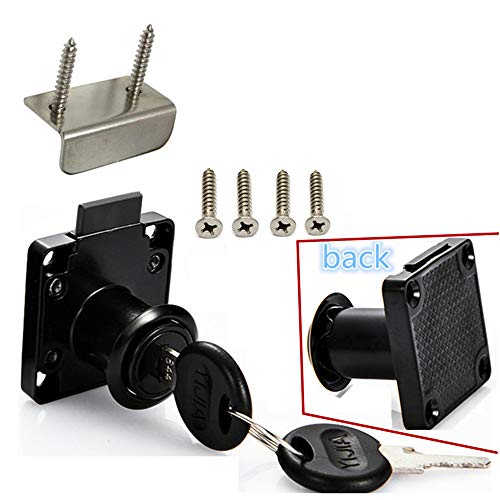 Junrbx Drawer Lock Letter Box Lock Desktop Lock Door Lock.Suitable for Wooden cabinets.Model CT-138-22, ((Hole Diameter 0.75 inch / 19MM) for Door Panels with a Thickness of 17 mm-22 mm. 1pcs [Black] - Image 1