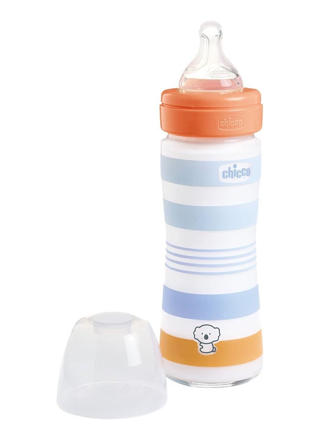 Chicco Well-Being Silicone Glass Feeding Bottle 240Ml, Slow Flow, 0M+  - Image 2