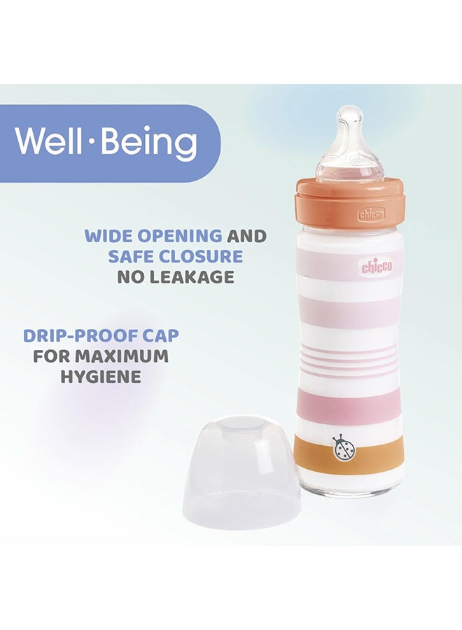 Chicco Well-Being Silicone Glass Feeding Bottle 240Ml, Slow Flow, 0M+  - Image 4