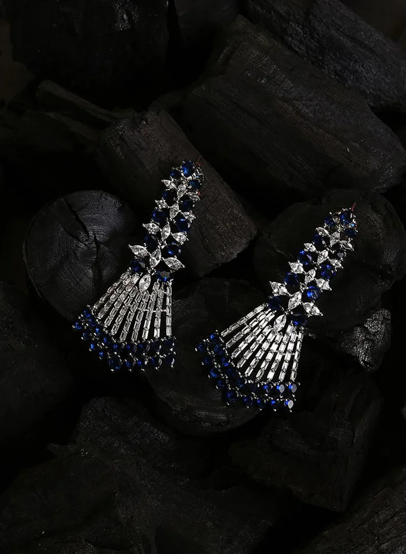 SOHI Silver Plated Designer Stone Drop Earring