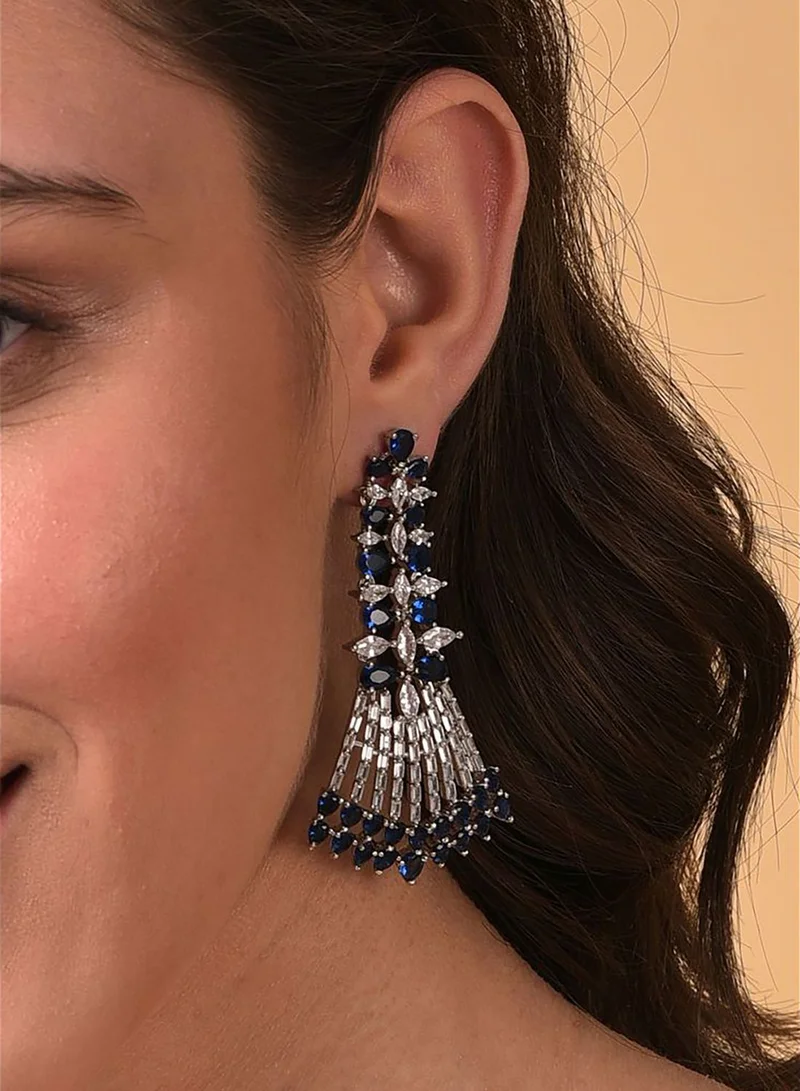 SOHI Silver Plated Designer Stone Drop Earring