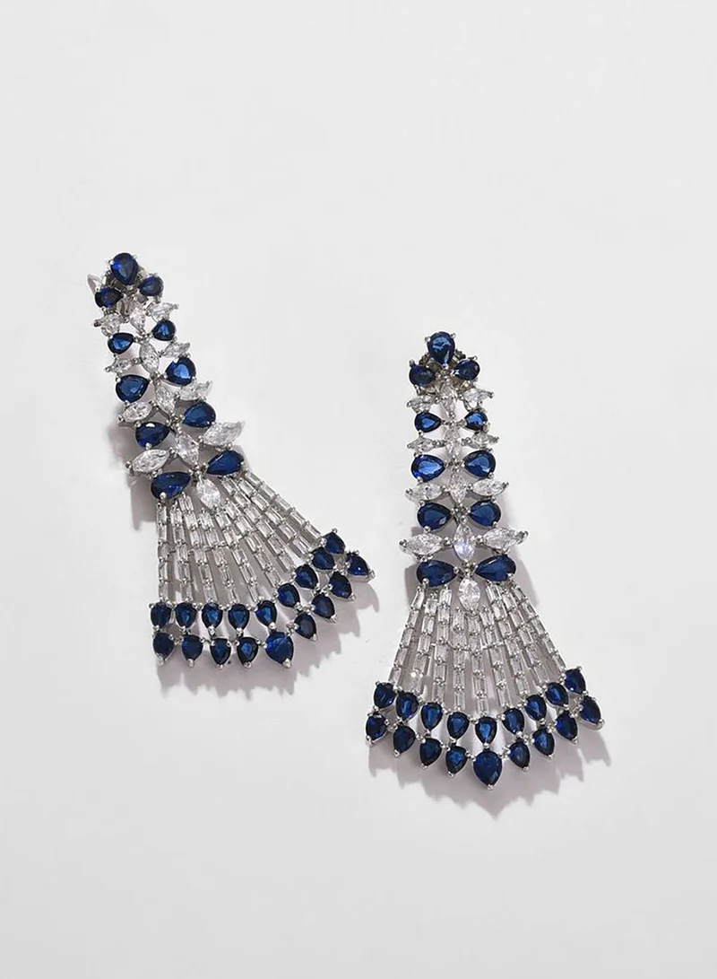 SOHI Silver Plated Designer Stone Drop Earring
