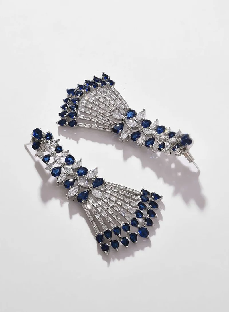 SOHI Silver Plated Designer Stone Drop Earring