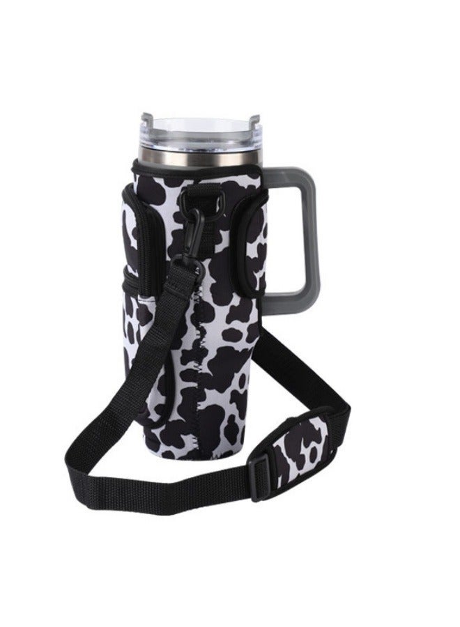 Water Bottle Carrier for Stanley 40 oz Water Tumbler, Water Bottle Holder with Pouch and Adjustable Strap,Accessory with Pocket for 40 oz Tumbler  - Image 1