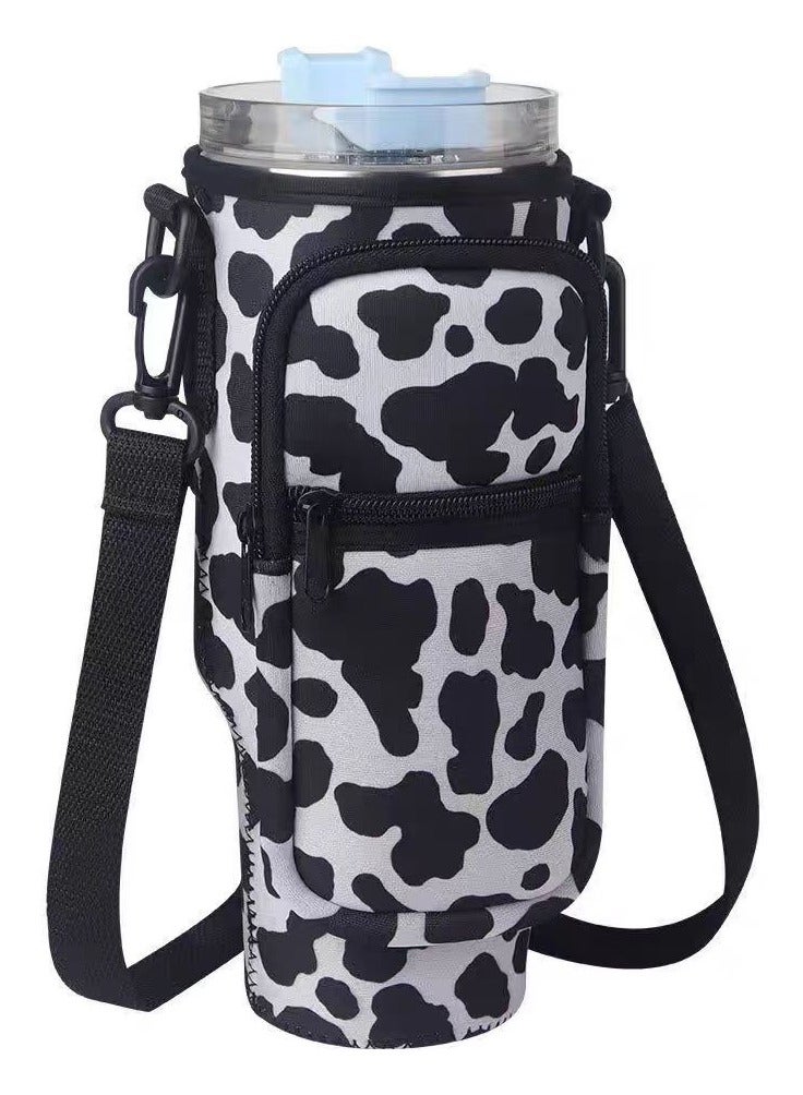 Water Bottle Carrier for Stanley 40 oz Water Tumbler, Water Bottle Holder with Pouch and Adjustable Strap,Accessory with Pocket for 40 oz Tumbler  - Image 2