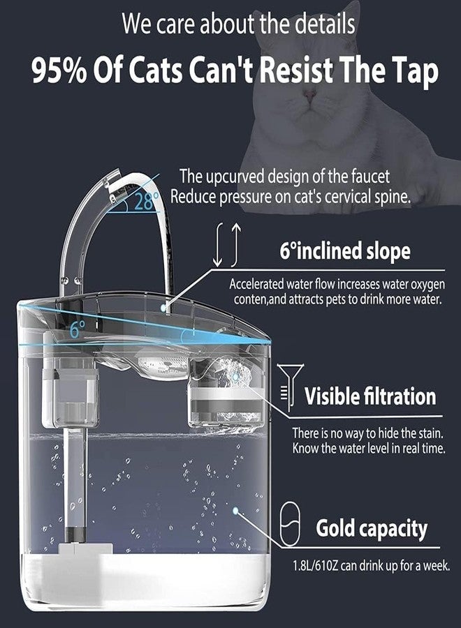 RtnSparsh Cat Water Fountain | Dog Water Fountain | 1.8L Automatic Pet Drinking Fountain with Quiet Pump, Transparent Bowl, Hygienic Water Dispenser for Cats, Dogs & Multiple Pets - Image 3