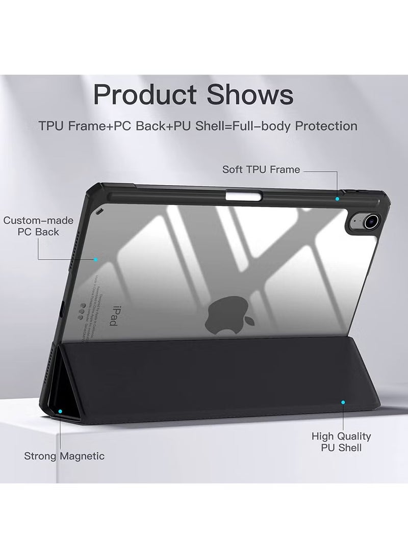 ليشب - اسم المنتج： غلاف حماية لجهاز iPad Air الجيل السادس مقاس 11 إنش M2 （2024）، Air 4/Air 5 مقاس 10.0. 9 إنش （2020/2022）، مع حامل قلم، شفاف، مع وظيفة الاستيقاظ/النوم التلقائي، دعم شحن قلم Apple وTouch ID - Image 1