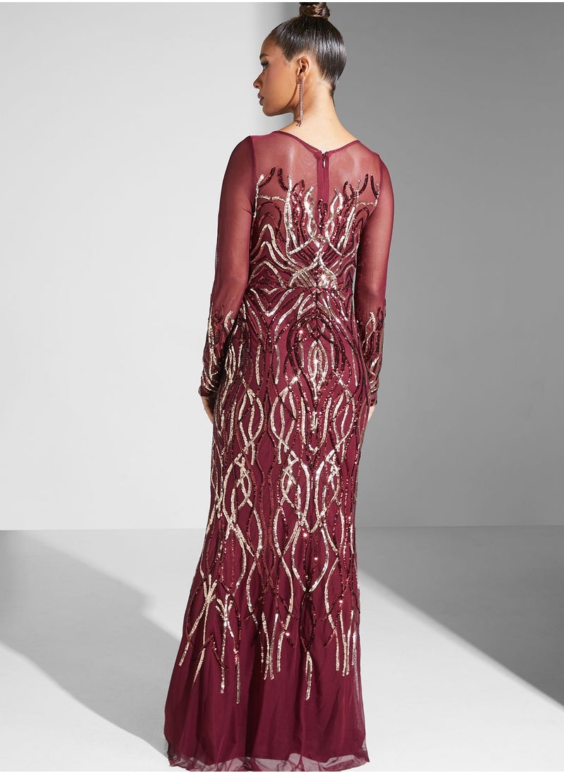 Goddiva - Embroidered Sequin Dress - Image 1