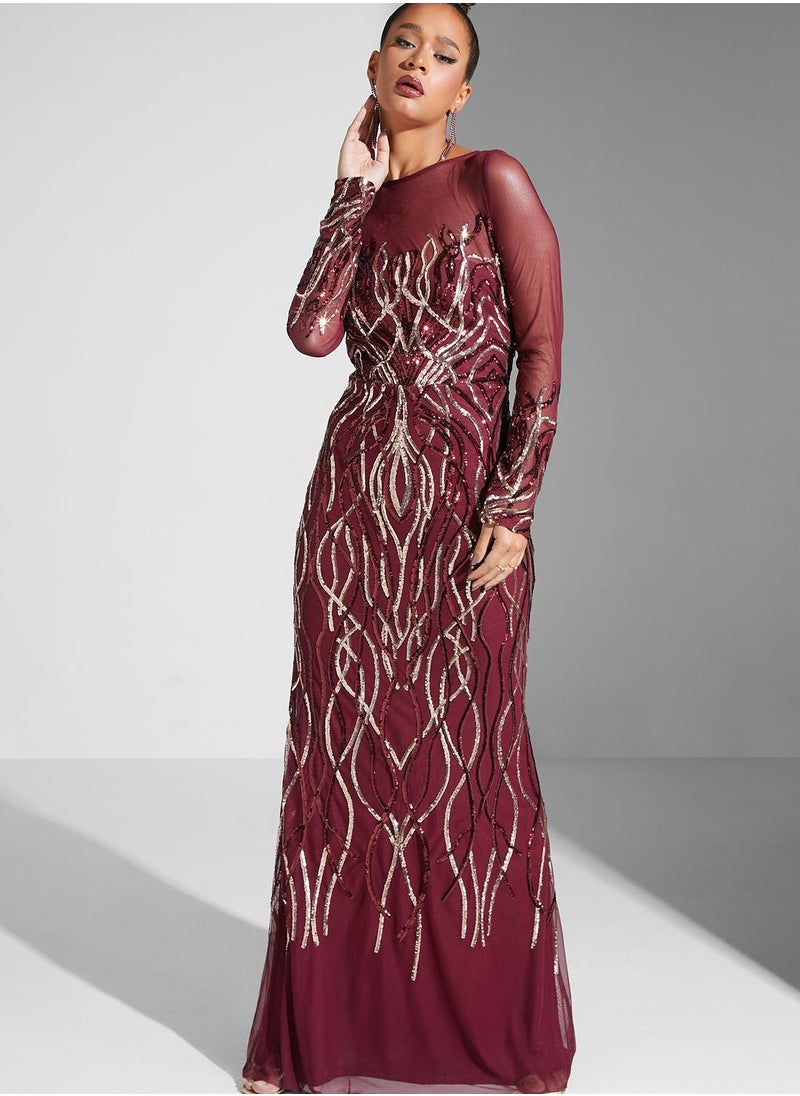 Goddiva - Embroidered Sequin Dress - Image 1