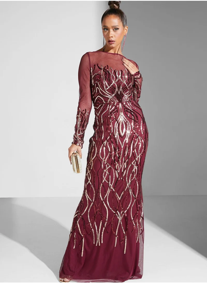 Goddiva Embroidered Sequin Dress