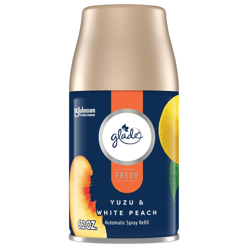 Glade Automatic Spray Refill, Air Freshener for Home and Bathroom, Yuzu & White Peach, Fresh Collection, 6.2 Oz - Image 1