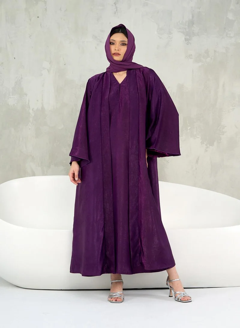 Couturelabs Purple Flare Sleeve Abaya with Sheila