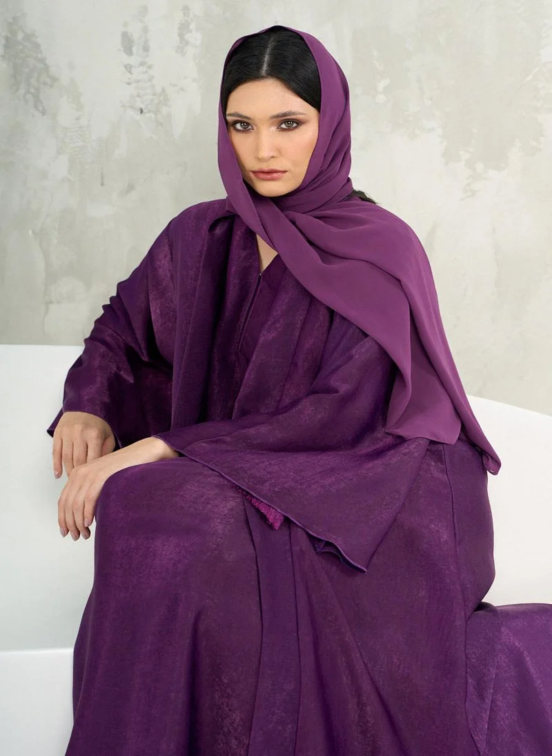 Couturelabs Purple Flare Sleeve Abaya with Sheila