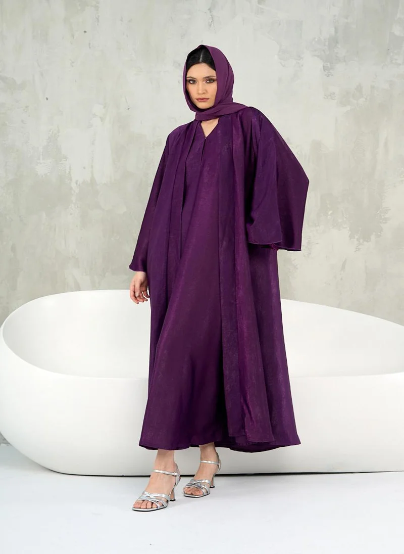Couturelabs Purple Flare Sleeve Abaya with Sheila