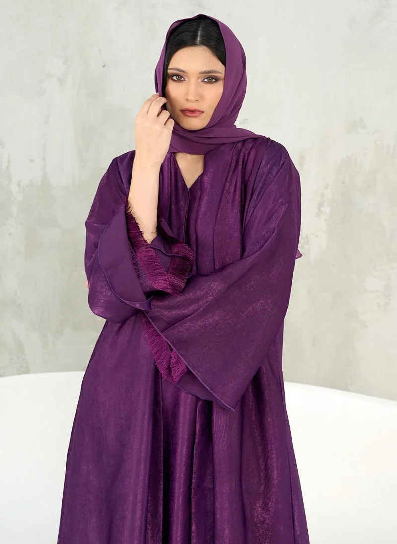 Couturelabs Purple Flare Sleeve Abaya with Sheila