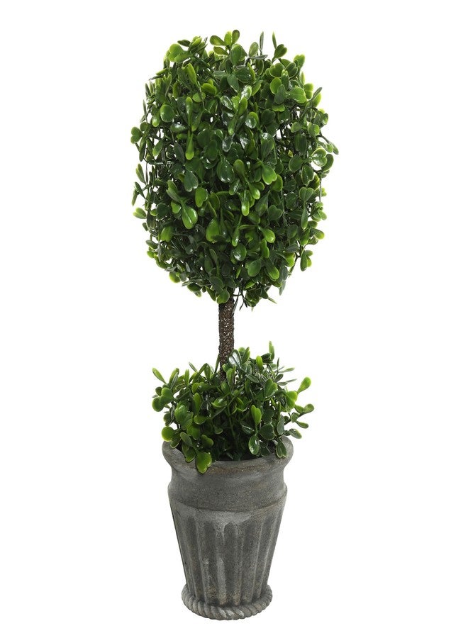 Vickerman 13" Artificial Green Boxwood Topiary - Comes Fixed in Pot - Gray Container - Easy to Care for - Maintenance Free - Small and Lush Design - Beautiful Decoration - Image 1