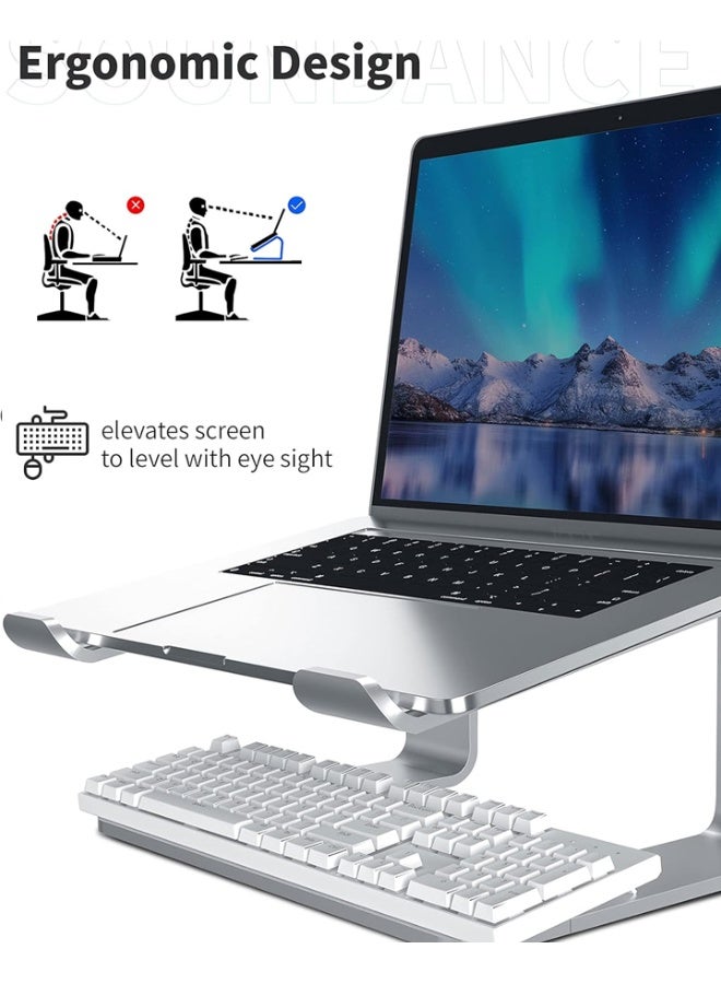 dida-cosmos Aluminum Laptop Stand, Ergonomic Desktop Computer Stand for Laptops, Metal, Compatible with 10-15.6 Inch Notebooks, Silver - Image 3