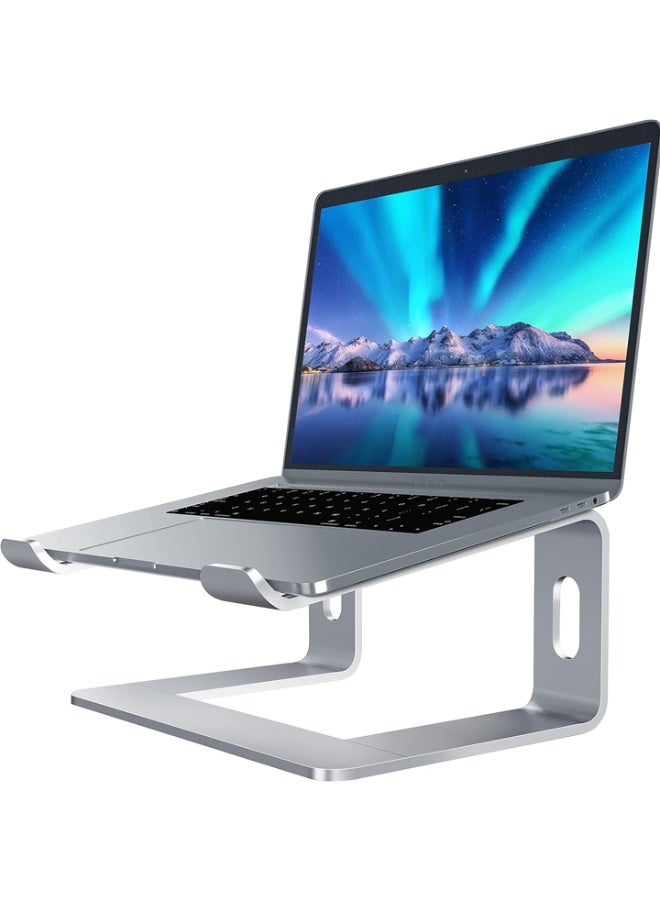 dida-cosmos Aluminum Laptop Stand, Ergonomic Desktop Computer Stand for Laptops, Metal, Compatible with 10-15.6 Inch Notebooks, Silver - Image 1