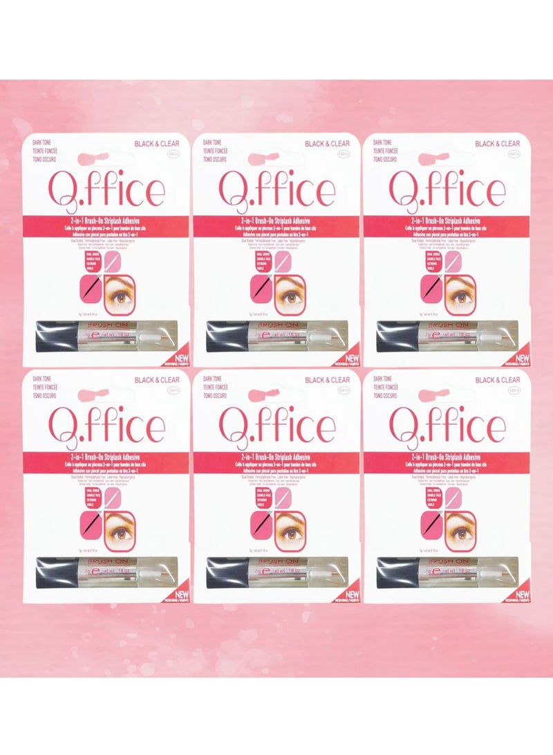 Office 6 Pieces 2 in 1 Eyelash Glue Black And Clear 3g