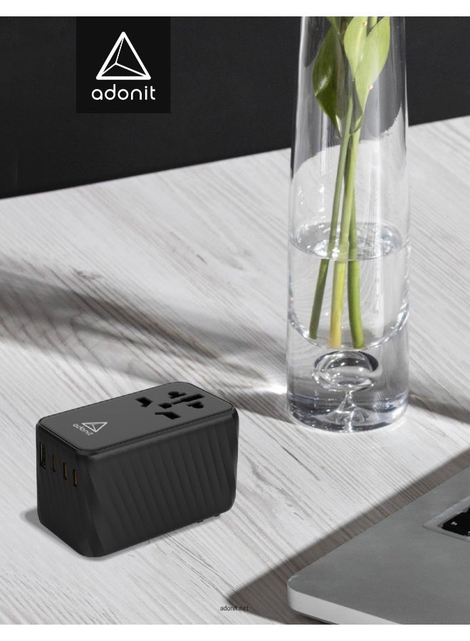 ADONIT 2 Gan Universal Travel Adapter| International Wall Charger With Pd 120W Ultra Fast Charge, 4Xusb-C, 1Xusb-A, Eu Uk Usa Aus Plug, For Macbooks, Laptops, Tablets, Phones, Airpods Black - Image 2