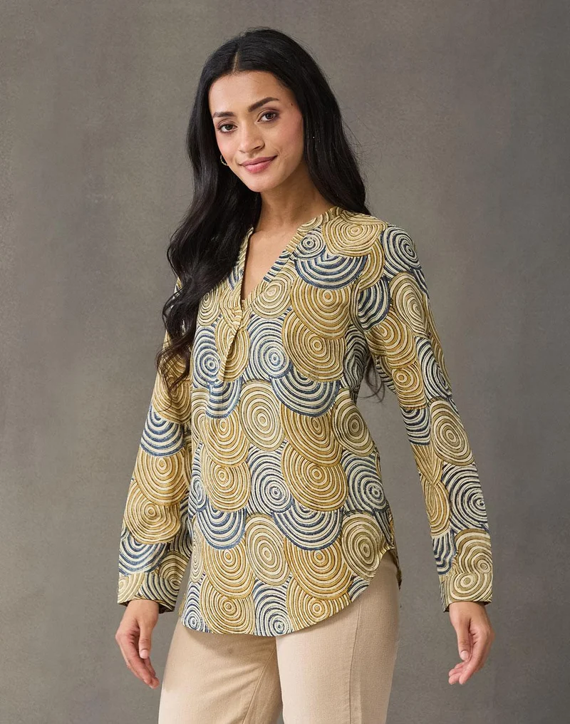Fabindia  Green Cotton Kalamkari Printed Tunic for Women | Best Price UAE