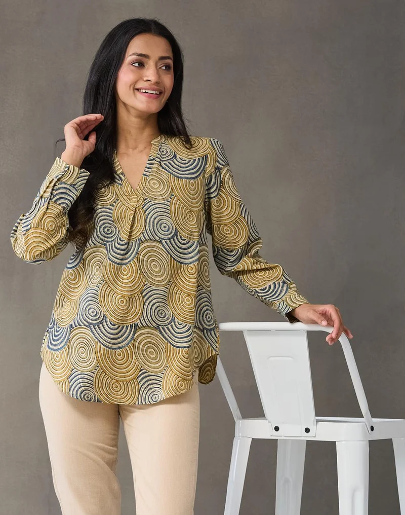 Green Cotton Kalamkari Printed Tunic