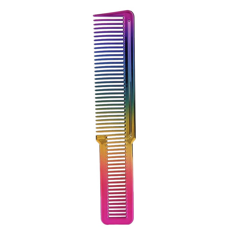 Colorful Rainbow Electroplated Hair Comb Hairdressing Cutting Styling Comb for Barber Shops