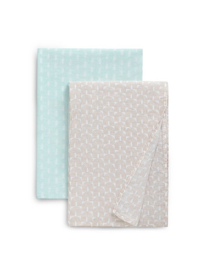 Delta Children 100% Cotton Muslin Baby Receiving Blankets for Girls and Boys - 47x47 Inches (Pack of 2), Neutral Boho - Image 1