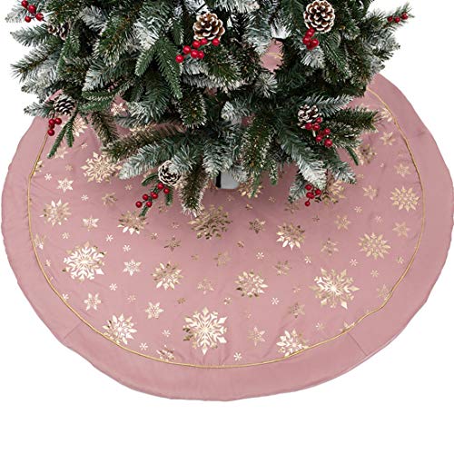 JAIJY JAIJY 47 Large Christmas Tree Skirt Gilded Snow Snowflake Indoor Nordic Style Bright Colored Rustic Luxury Xmas Cushion Party Treatments Pink