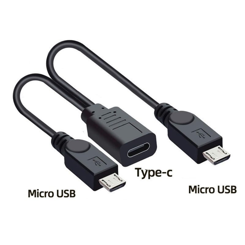 تشينيانغ كابل شحن متعدد الوصلات من نوع USB C Splitter، كابل تمديد من نوع USB C (مناظرة واحدة إلى منفذ Micro USB) يدعم شحن جهازين في نفس الوقت، طول الكابل: 0.98 قدم (0.3 متر). - Image 5