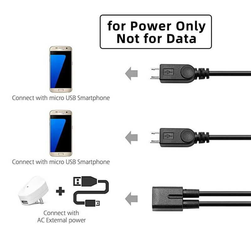 تشينيانغ كابل شحن متعدد الوصلات من نوع USB C Splitter، كابل تمديد من نوع USB C (مناظرة واحدة إلى منفذ Micro USB) يدعم شحن جهازين في نفس الوقت، طول الكابل: 0.98 قدم (0.3 متر). - Image 2