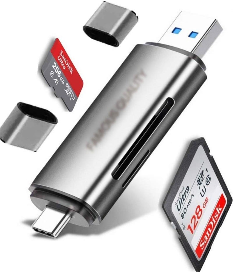 Famous Quality® 3 in 1 USB 3.0, USB C, Micro USB Card Reader SD, Micro SDXC Memory Card Reader for MacBook PC Tablets Smartphones - Image 1