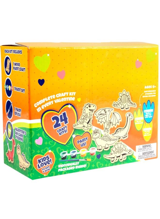 SCS Direct Dinosaur Wood Painting Kits (24 Ct) Perfect Goodie Bag Party Favors For Kids Birthday Party Each Has A Dino Wood Craft Paints Brush & Sticker For Boys & Girls Kids Multi Item Party Favor Packs - Image 4