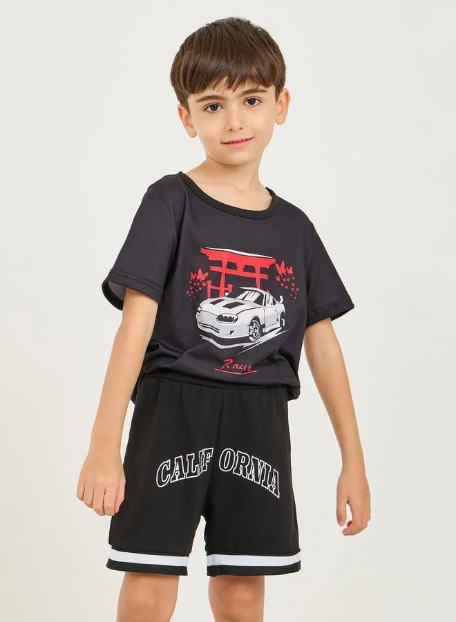ستايلي Graphic Print Short Sleeve T-Shirt & Shorts Set