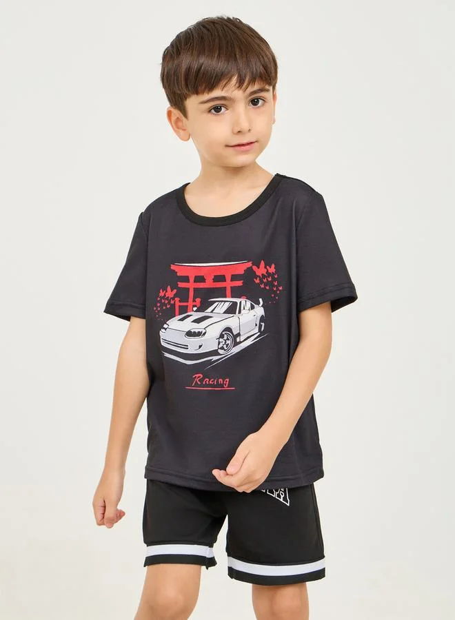 ستايلي Graphic Print Short Sleeve T-Shirt & Shorts Set