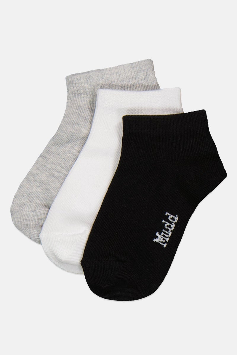 Mudd Toddlers Boy 3 Pairs Brand Logo Basic Ankle Socks, Multicolor  - Image 1