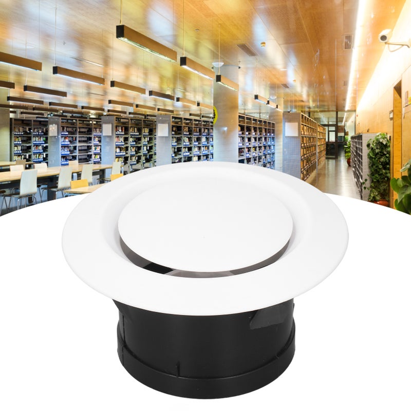 Adjustable Air Vent ABS Wall Mounted Flexible Space Saving Round Soffit Air Vent for Bathroom Library 6in - Image 2
