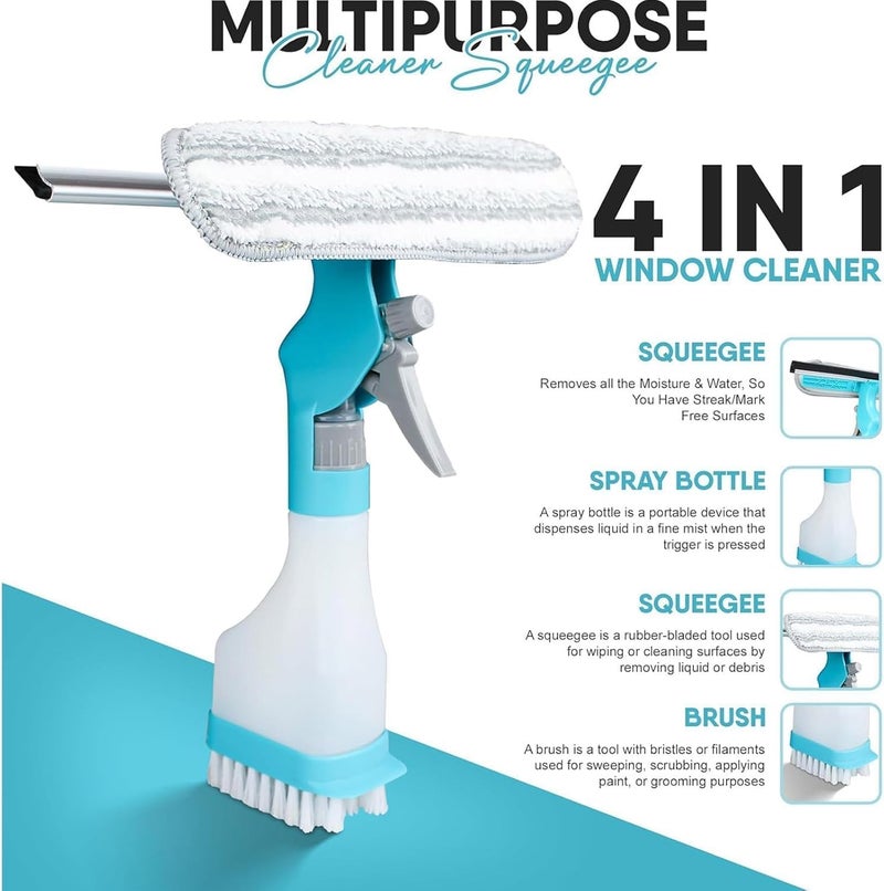 Brikipth Brikipth 4in1 Scraper Brush Spray and Brush Multifunctional DoubleSided Window Cleaning Scraper with Sprayer Plush Glass Brush Glass Cleaner Scraper for Window Mirrors Ceramics Table  - Image 3