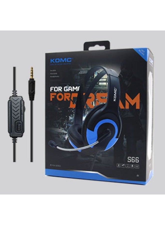 Lightweight and comfortable gaming and laptop headphones - S66 - Blue, wired, over-ear