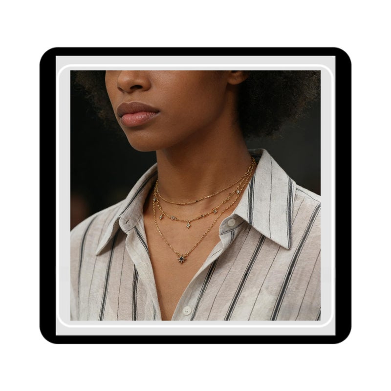 Doubnine Sun Star Dainty Gold Choker Multilayer Necklace Crysral Boho Charm Necklace for Women - Image 2