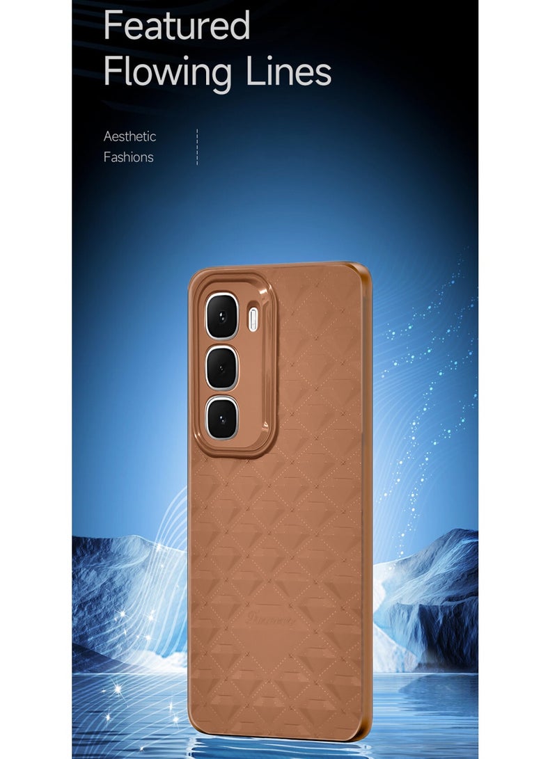 Wtech Infinix Hot 60i 4G 2025 Leather Texture Back Anti-Scratch Elegant Look Matte Finish Premium Feel Case Cover - Brown - Image 4