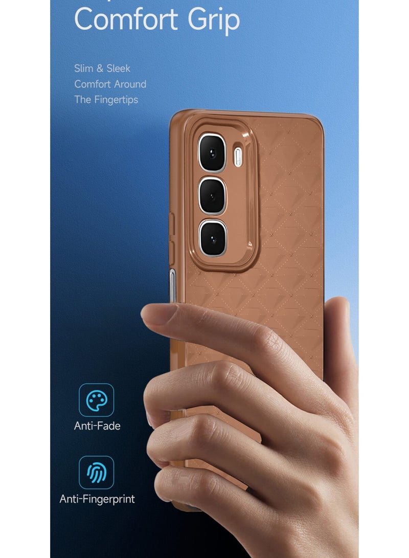 Wtech Infinix Hot 60i 4G 2025 Leather Texture Back Anti-Scratch Elegant Look Matte Finish Premium Feel Case Cover - Brown - Image 2