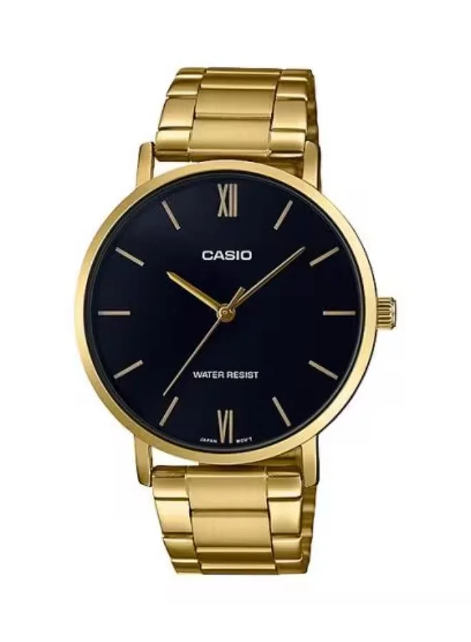 Casio Men's Analog Display Watch With Gold Stainless steel Strap - MTP-VT01G-1BUDF