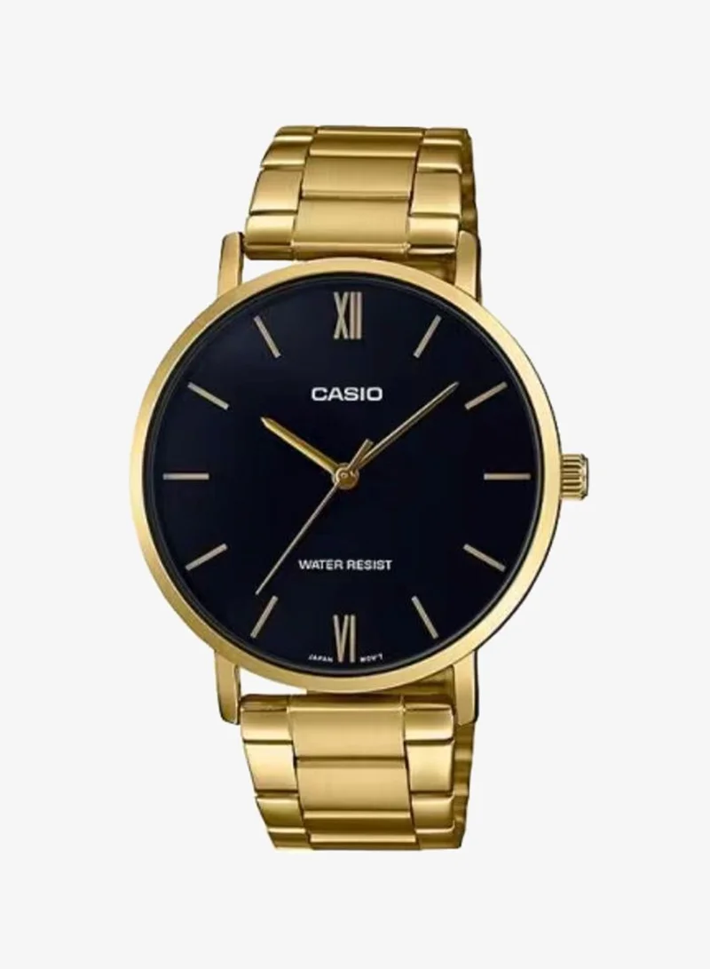 Casio Men's Analog Display Watch With Gold Stainless steel Strap - MTP-VT01G-1BUDF