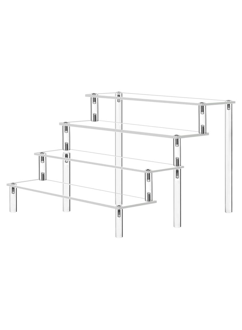 Arabest Acrylic Riser Clear Display Risers Stand, Organizer Acrylic Shelves, Clear Acrylic Display Stand Retail Riser, 4 Tier Shelf, for Figures Toys, Jewelry , Cupcake, Dessert, Perfume, Nail Polish  - Image 1