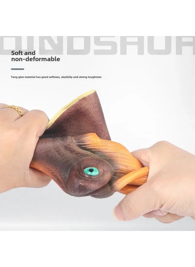 Generic - Fearless Dinosaur Hand Puppet Gloves Soft Silicone Triangle Dragon King Dinosaur Children's Simulation Animal Model Boys Toy-Color:Adult Hand Puppet-tiger - Image 1