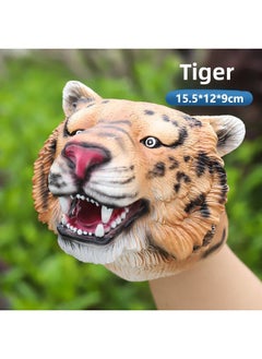 Fearless Dinosaur Hand Puppet Gloves Soft Silicone Triangle Dragon King Dinosaur Children's Simulation Animal Model Boys Toy-Color:Adult Hand Puppet-tiger