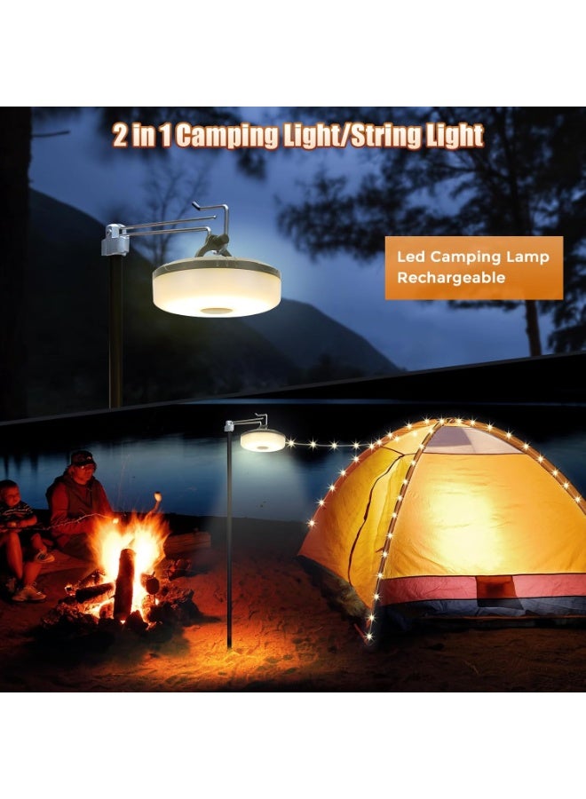 سمارتكس سلسلة إضاءة تخييم فاخرة 2 في 1، بطول 10 أمتار قابلة لللف، مزودة بـ 8 أوضاع إضاءة، وإضاءة دافئة وملونة، قابلة لإعادة الشحن عبر منفذ USB-C، ومقاومة للماء بمعيار IPX4، مثالية لتزيين الحدائق والمنتزهات وحفلات النزهات والتخييم في الصحراء. - Image 2